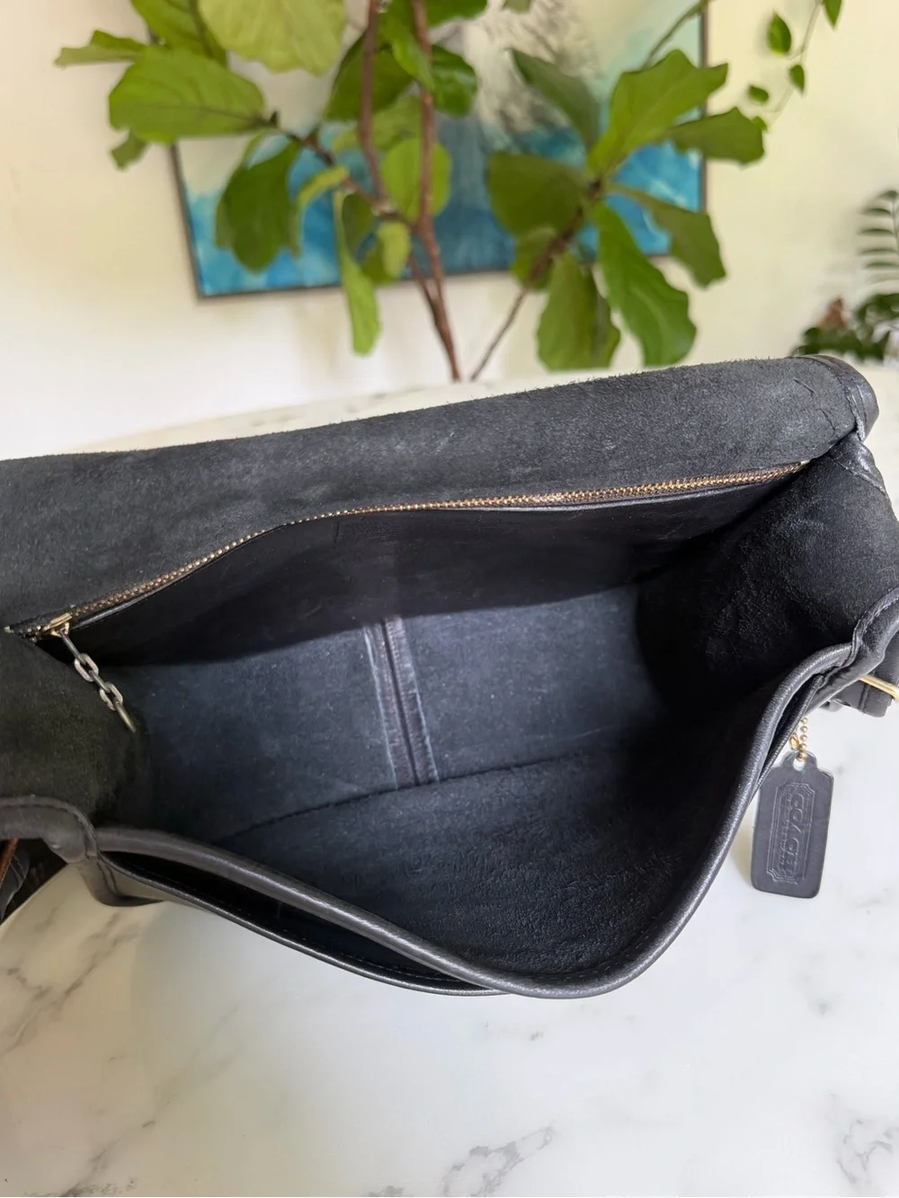 COACH Vintage NYC Classic Shoulder Bag 9170 Black Leather Brass Flap 80's USA